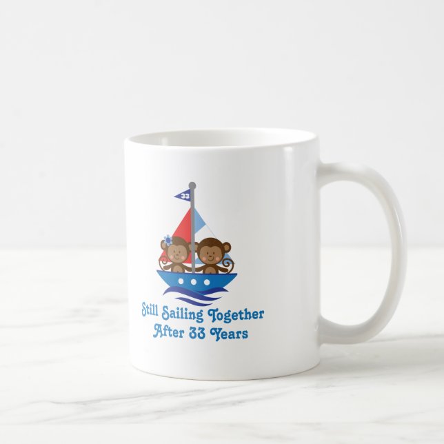 Taza De Café Regalo para los 33ro monos del aniversario de boda (Derecha)