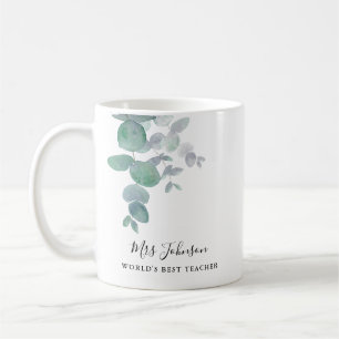 Taza De Café Regalo para maestros con follaje de eucalipto