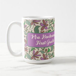 Taza De Café Regalo para maestros con patrón floral de jardín d