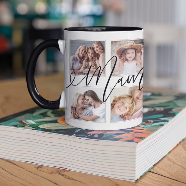 Taza De Café Regalo para mamá | Collage de fotos de los nietos (Subido por el creador)