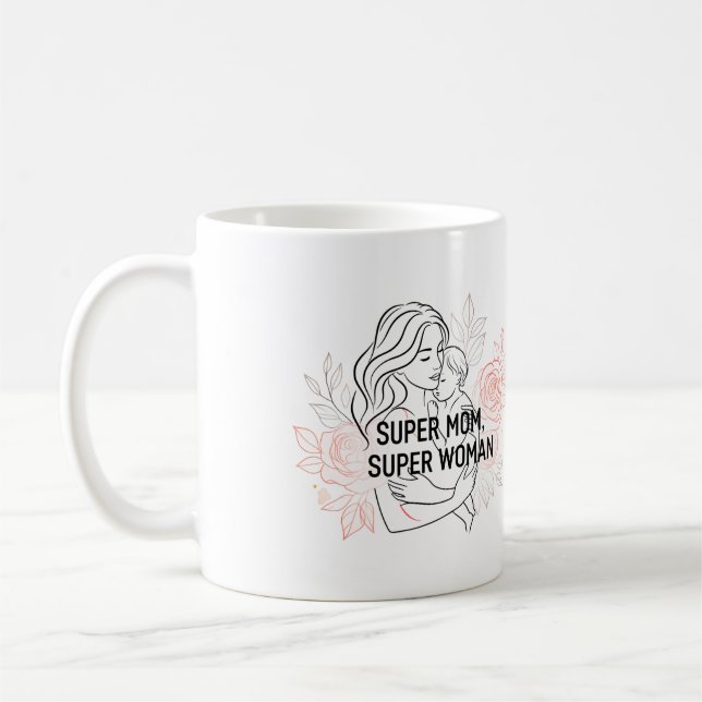 Taza De Café Regalo para mamá diseño de mamá con bebé (Izquierda)