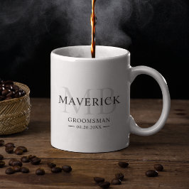 Taza De Café Regalo para Padrinos de la Boda Iniciales Monogram