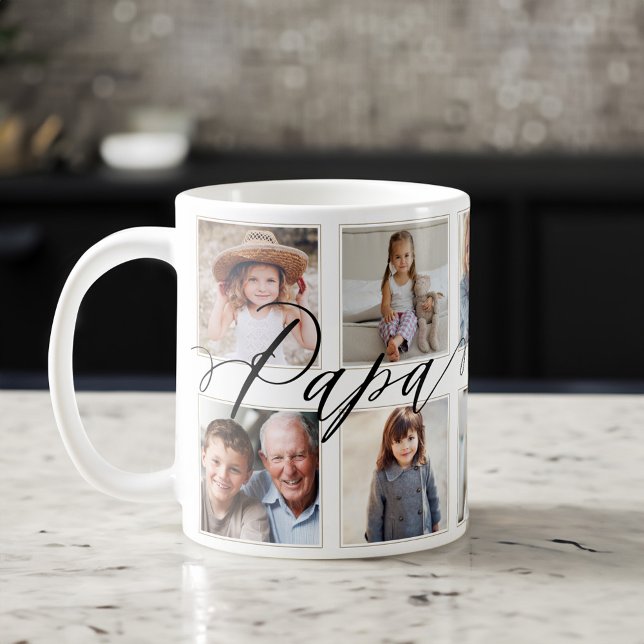 Taza De Café Regalo para papá | Collage de fotos de los nietos (Gift for Papa | Grandchildren Photo Collage Coffee Mug)