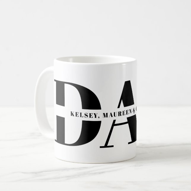 Taza De Café Regalo para papá con nombres de niños (Anverso izquierdo)