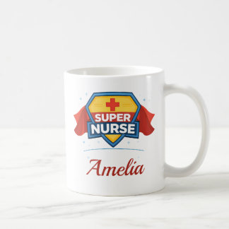 Taza de Café Regalo para Super Enfermera con Nombr