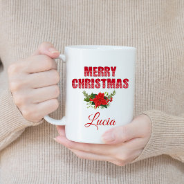 Taza De Café Regalo para vacaciones de Navidades de flores roja