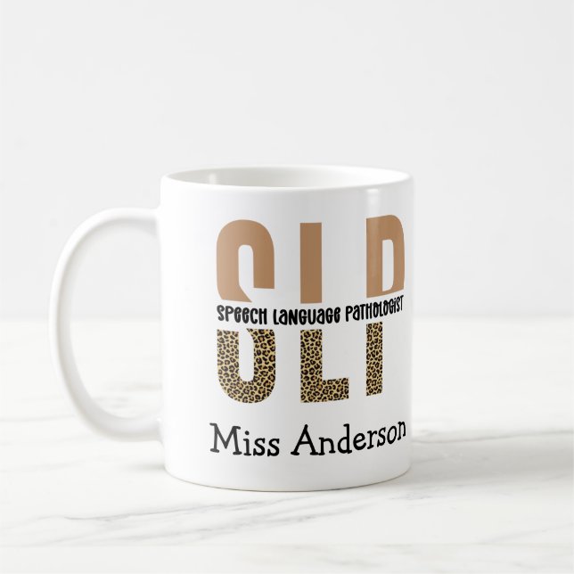 Taza De Café Regalo patólogo de lenguaje de voz SLP personaliza (Izquierda)