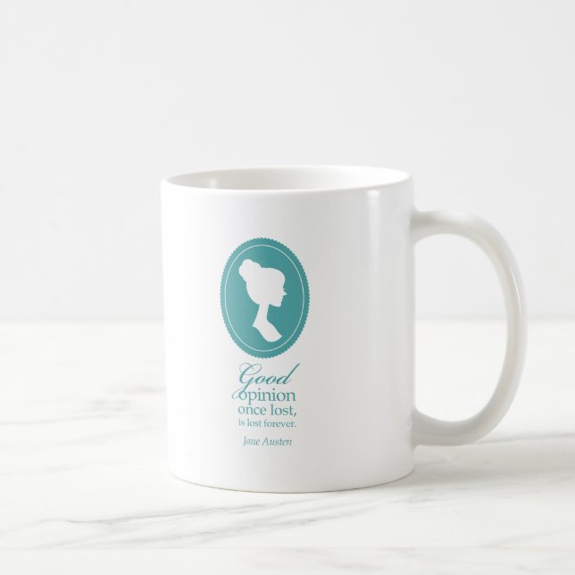 Taza De Café Regalo perdido opinión azul de la cita de Jane (Derecha)