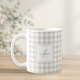 Taza De Café Regalo personalizado con inicial y nombre en cuadr