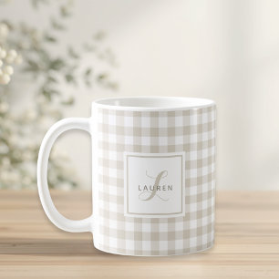 Taza De Café Regalo personalizado con inicial y nombre en cuadr