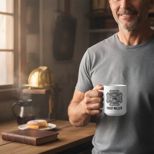 Taza De Café Regalo personalizado con nombre de bombero y años