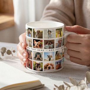 Taza De Café Regalo personalizado de 40 x Colaje de fotos y tex