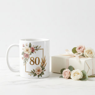 Taza De Café Regalo personalizado de cumpleaños 80 con diseño f