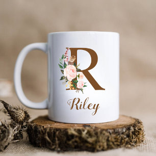 Taza De Café Regalo personalizado de dama de honor con letra R 
