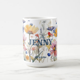 Taza De Café Regalo personalizado de dama de honor Flores salva