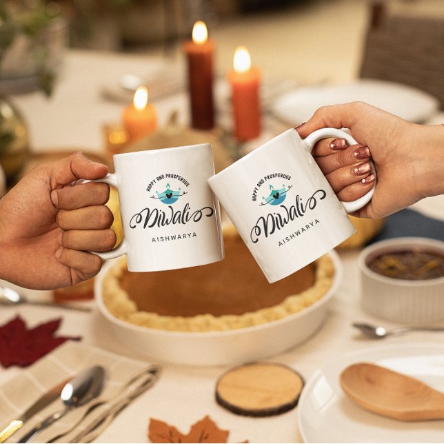Taza De Café Regalo personalizado de Diwali feliz y próspero (Subido por el creador)