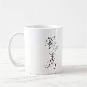 Taza De Café Regalo personalizado de flor de nacimiento Narciso
