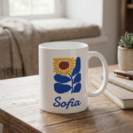Taza De Café Regalo Personalizado de Floral Retro con Nombre Pe