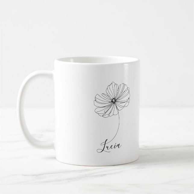 Taza De Café Regalo personalizado de flores de nacimiento de co (Izquierda)