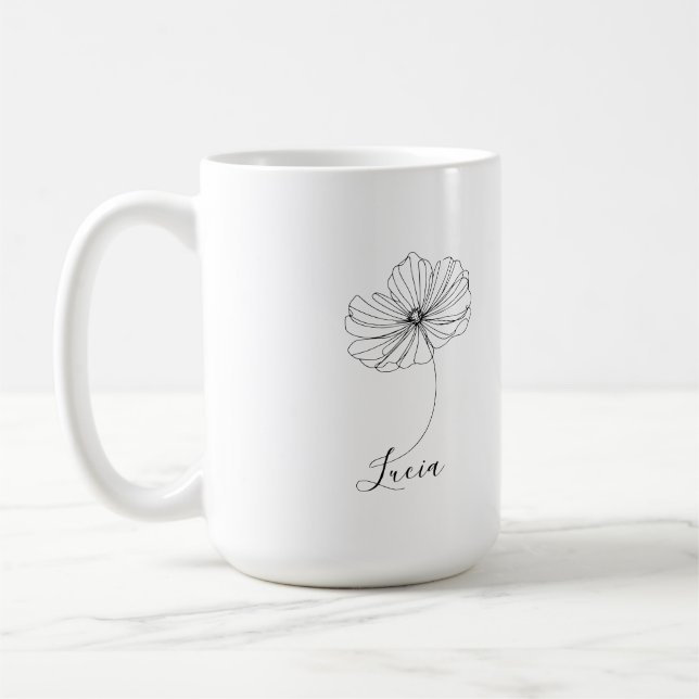 Taza De Café Regalo personalizado de la flor de nacimiento de C (Izquierda)