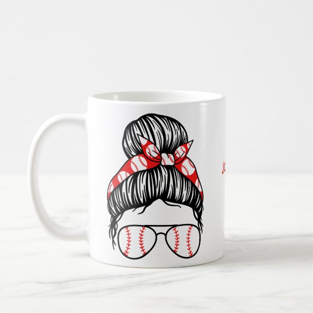 Taza De Café Regalo personalizado de mamá de béisbol (Izquierda)