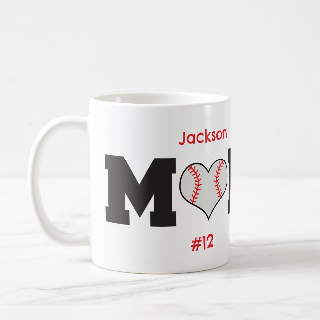 Taza De Café Regalo personalizado de mamá de béisbol (Izquierda)