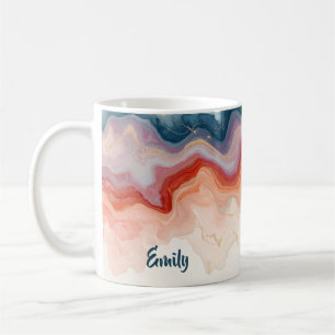Taza De Café Regalo personalizado de nombre de mármol rosa acua
