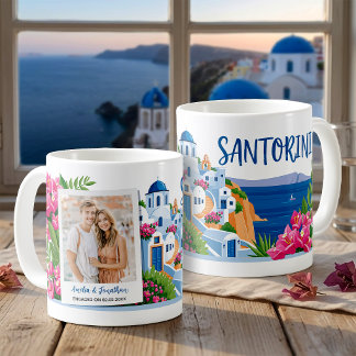 Taza De Café Regalo personalizado de viaje a Santorini con foto