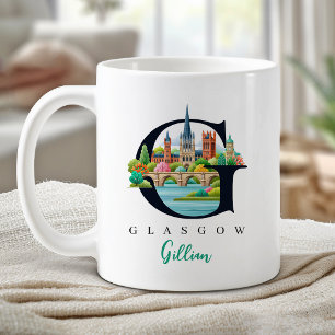 Taza De Café Regalo Personalizado Letra G Monograma de Glasgow