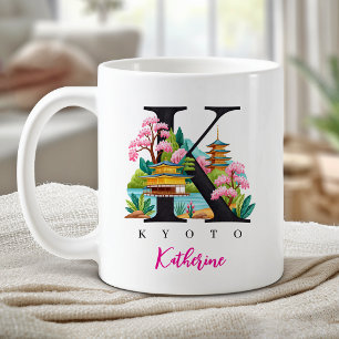 Taza De Café Regalo Personalizado Letra K Monograma Kyoto Japón