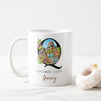 Taza De Café Regalo Personalizado Letra Q Monograma Ciudad de Q