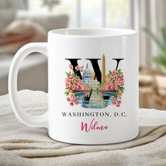 Taza De Café Regalo Personalizado Letra W Monograma de Washingt