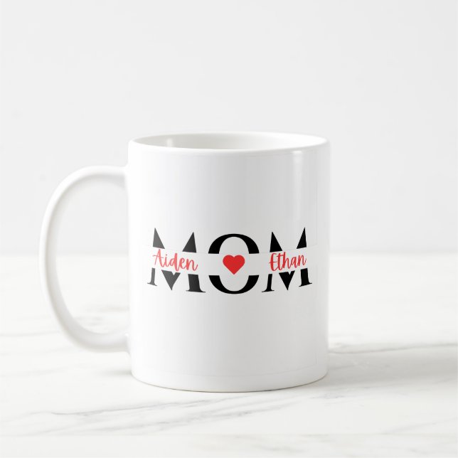Taza De Café regalo personalizado mamá niños nombres padres per (Izquierda)