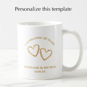 Taza De Café Regalo personalizado moderno para el 20º aniversar
