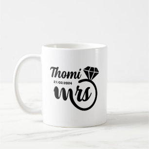 Taza De Café regalo personalizado Mrs elegante escritura