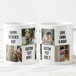 Taza De Café Regalo personalizado para papá con 5 fotos y 5 tex