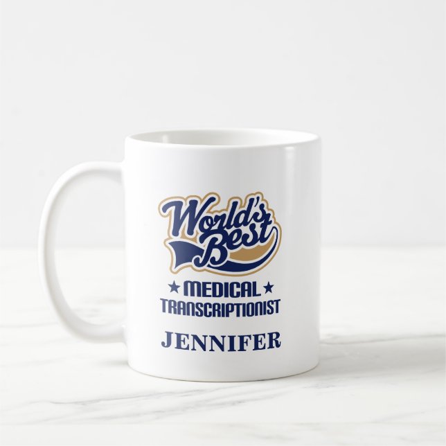 Taza De Café Regalo personalizado Transcriptionist médico de la (Izquierda)