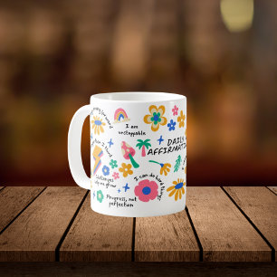 Taza De Café Regalo Retro de Empoderamiento, Afirmación Floral
