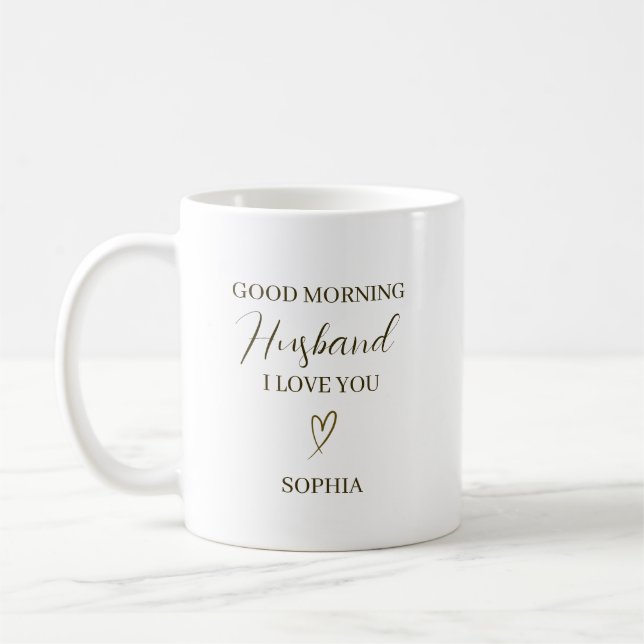 Taza De Café Regalo Romántico Personalizado Buenos Días Esposo (Izquierda)