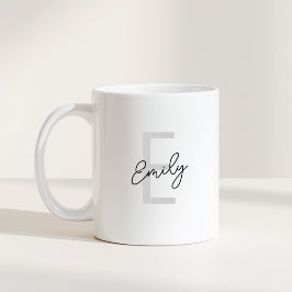 Taza De Café Regalo Simple de Inicial y Nombre