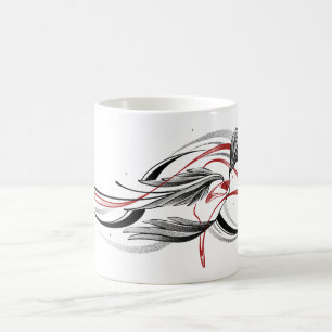 Taza De Café regalo único de mugre de arte de línea de alas