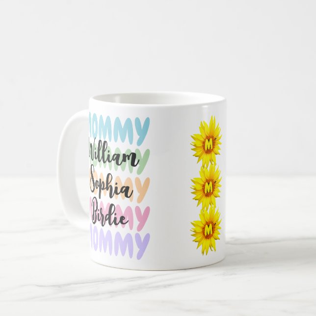 Taza De Café Regalo único para mamá | Nombres modernos de niños (Anverso izquierdo)