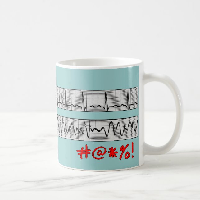 Taza De Café Regalos cardiacos divertidos de la tira del ritmo (Derecha)
