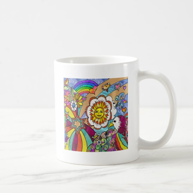 Taza De Café Regalos de aparejos de águila de sol psicodélicos  (Derecha)