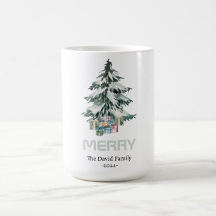 Taza De Café Regalos de árbol de navidad de pino de nieve de ce