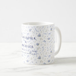 Taza De Café Regalos de Boda Florales Flores Azul Marineras