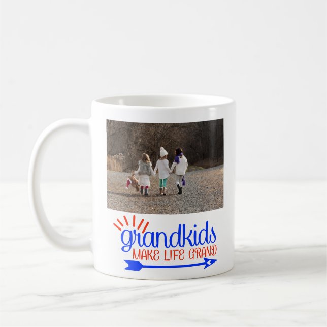 Taza De Café Regalos de Fotos Nietos Hacen la Vida Grandioso (Izquierda)