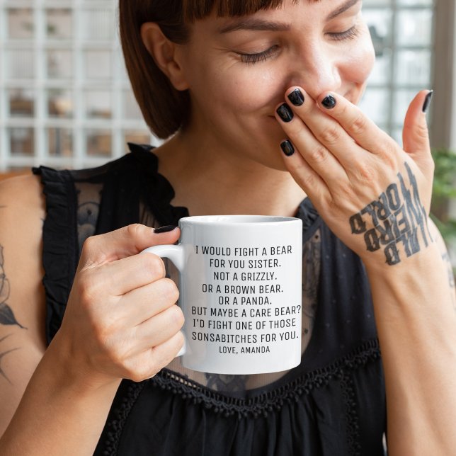 Taza De Café Regalos de hermanas, regalo de hermanas divertidas (Subido por el creador)