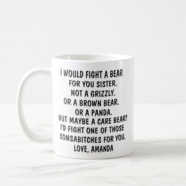 Taza De Café Regalos de hermandad, regalo de hermana gracioso,  (Izquierda)
