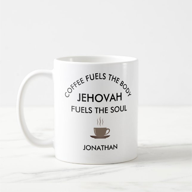Taza De Café Regalos de JW personalizados de Jehová alimentan e (Izquierda)